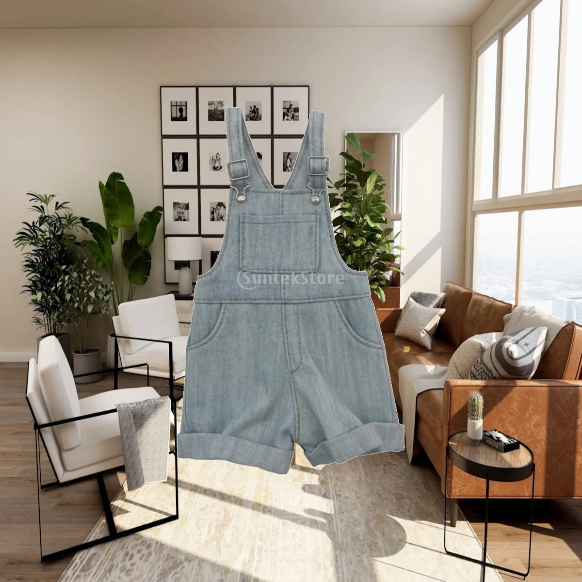 1/6 Scale Female Doll Overalls Shorts Outfit – 12 Inch Figure Doll Clothing Set PLUSH Black