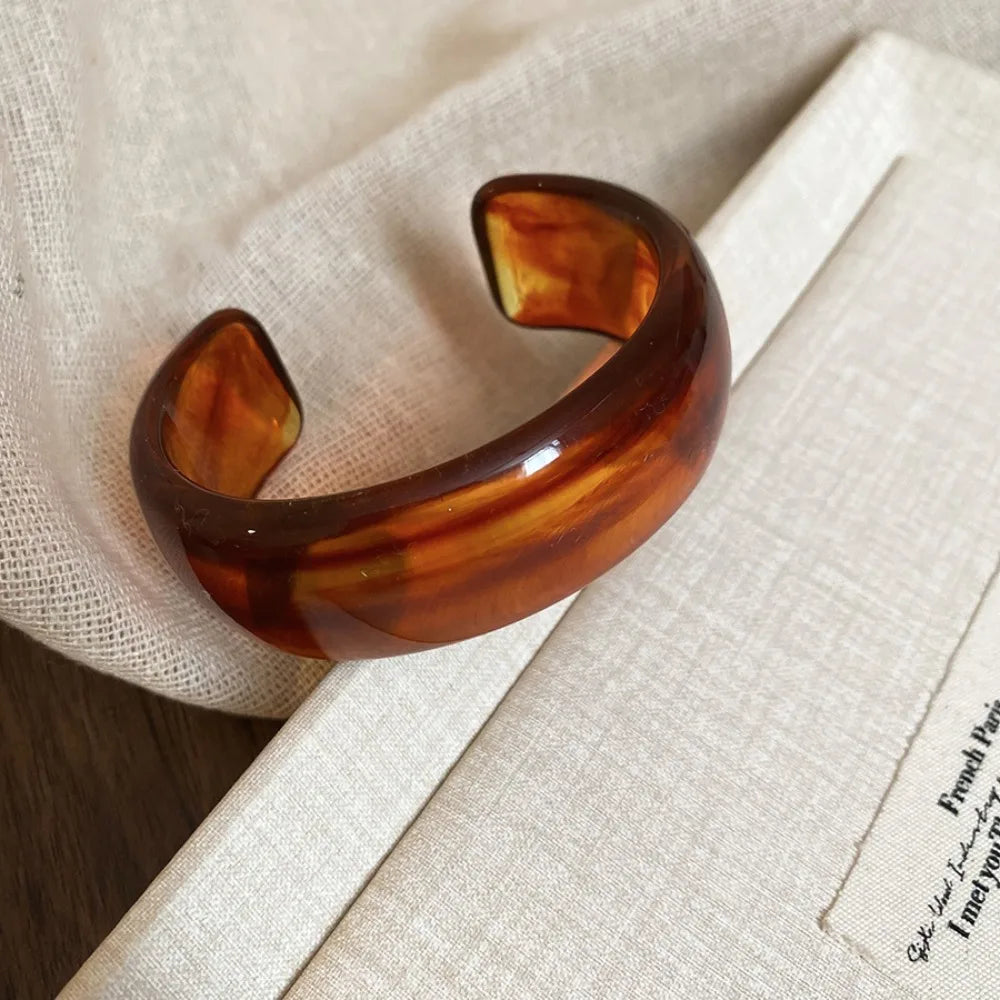 Irregular Acrylic C-Shape Cuff Bangle | Wide Open Wrist Jewelry Acrylic Cuff Bangle PLUSH Style 4