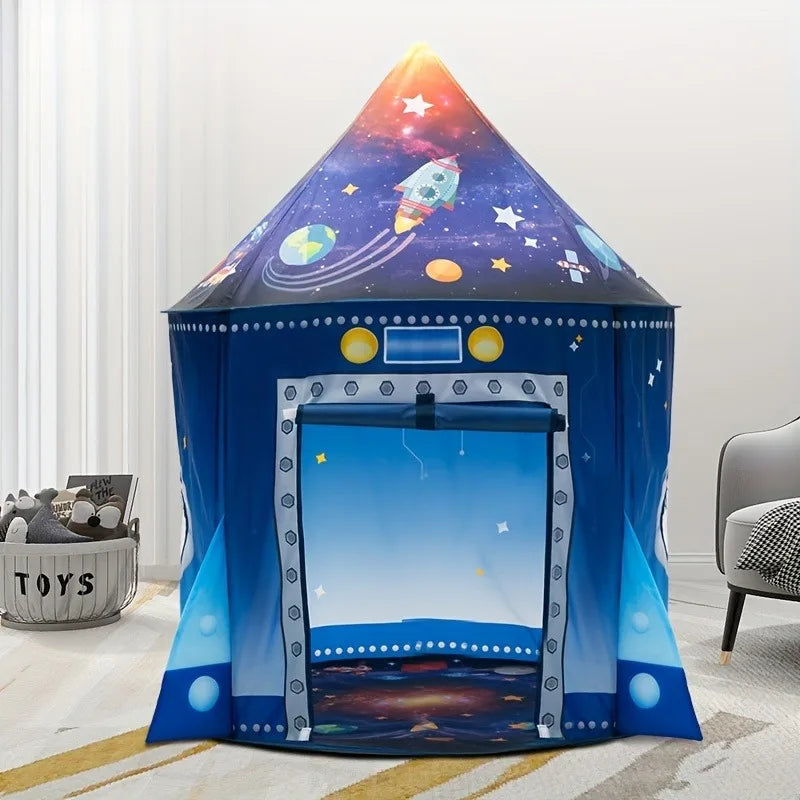 Kids Space Rocket Play Tent with Star Lights – Boys & Girls Kids Play Tent PLUSH