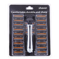 Men's 3-Layer Reusable Razor Set – 1 Handle + 21 Blade Heads Men's Razor Set PLUSH Orange Set