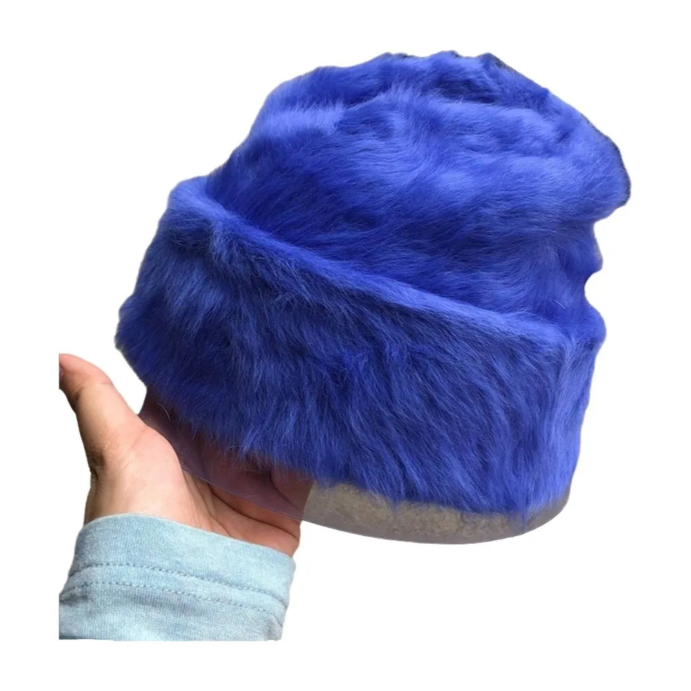 Women's Slouchy Knit Beanie Hat – Y2K Winter Thermal Skullcap Winter Knit Beanie PLUSH Blue