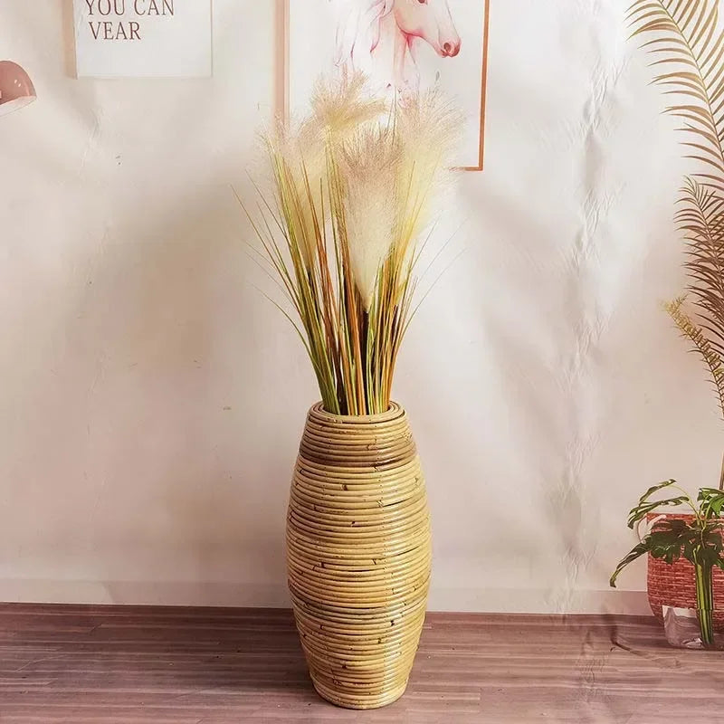 Handmade Indonesian Rattan Floor Vase – 30 or 40cm Woven Cane Decorative Floor Vase PLUSH