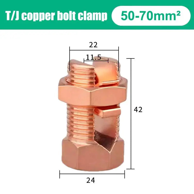 TJ Series Split Copper Bolt Connector – Anti-Corrosion Clamp Copper Bolt Connector PLUSH TJ-50-70
