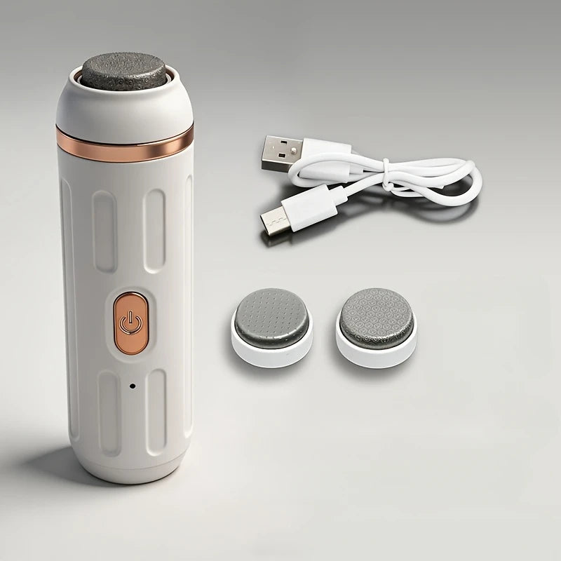 Electric Foot File & Callus Remover – USB Rechargeable Pedicure Electric Callus Remover PLUSH White - 2-speed - 3 USB Type-C
