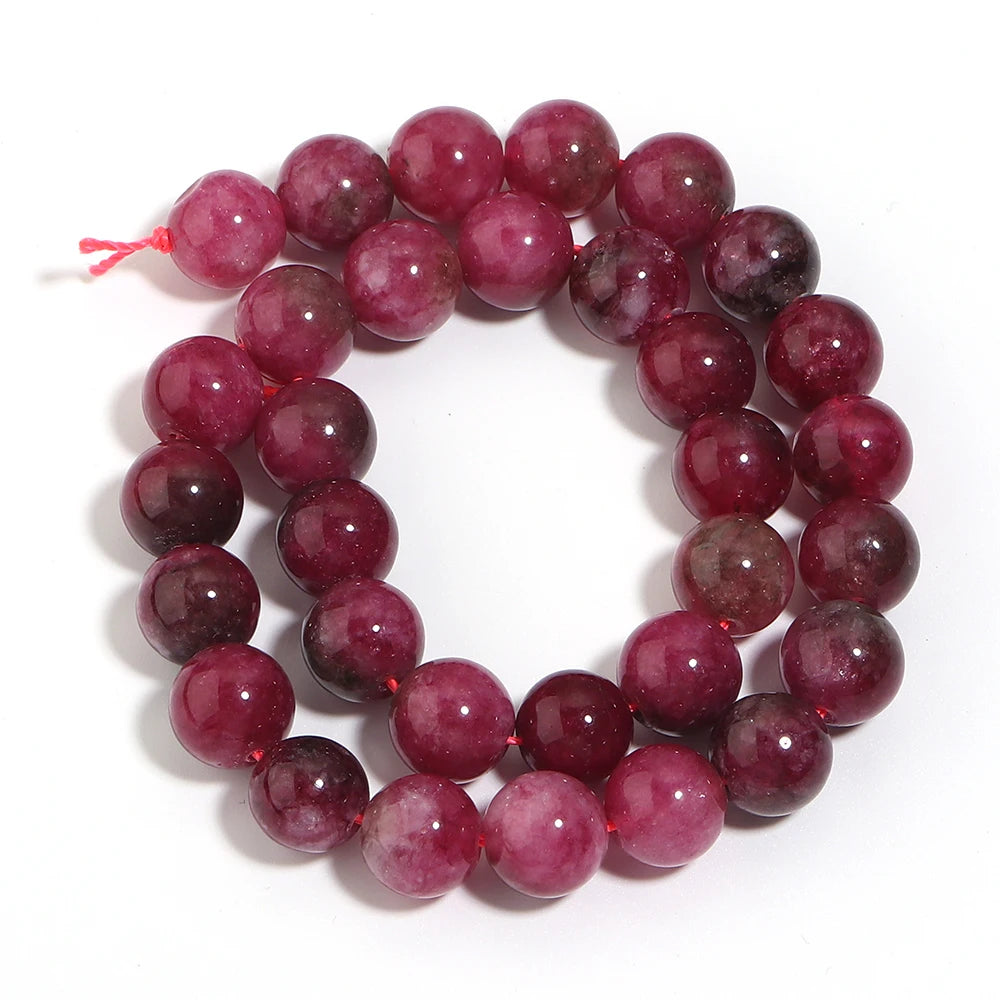 Watermelon Tourmaline Round Stone Beads 6–12mm | DIY Jewelry Natural Stone Beads PLUSH 12mm