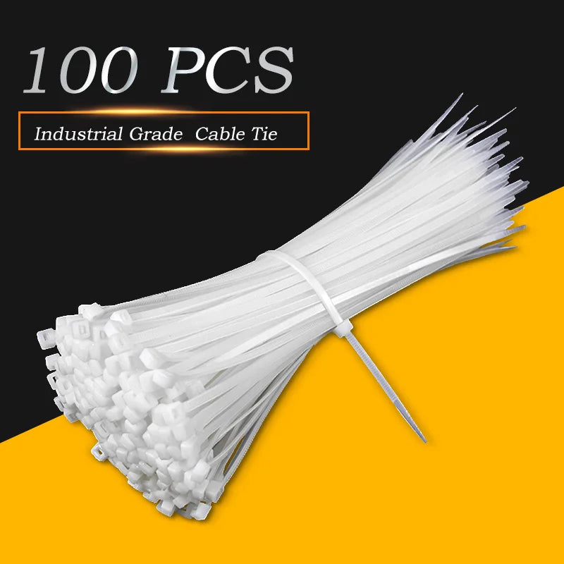 100–500pcs Self-Locking Nylon Cable Zip Ties – White Cable Zip Ties PLUSH