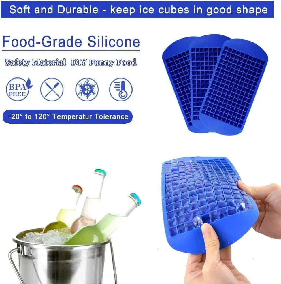 160-Cavity Food Grade Silicone Ice Cube Tray – Mini Square Mold Silicone Ice Cube Tray PLUSH