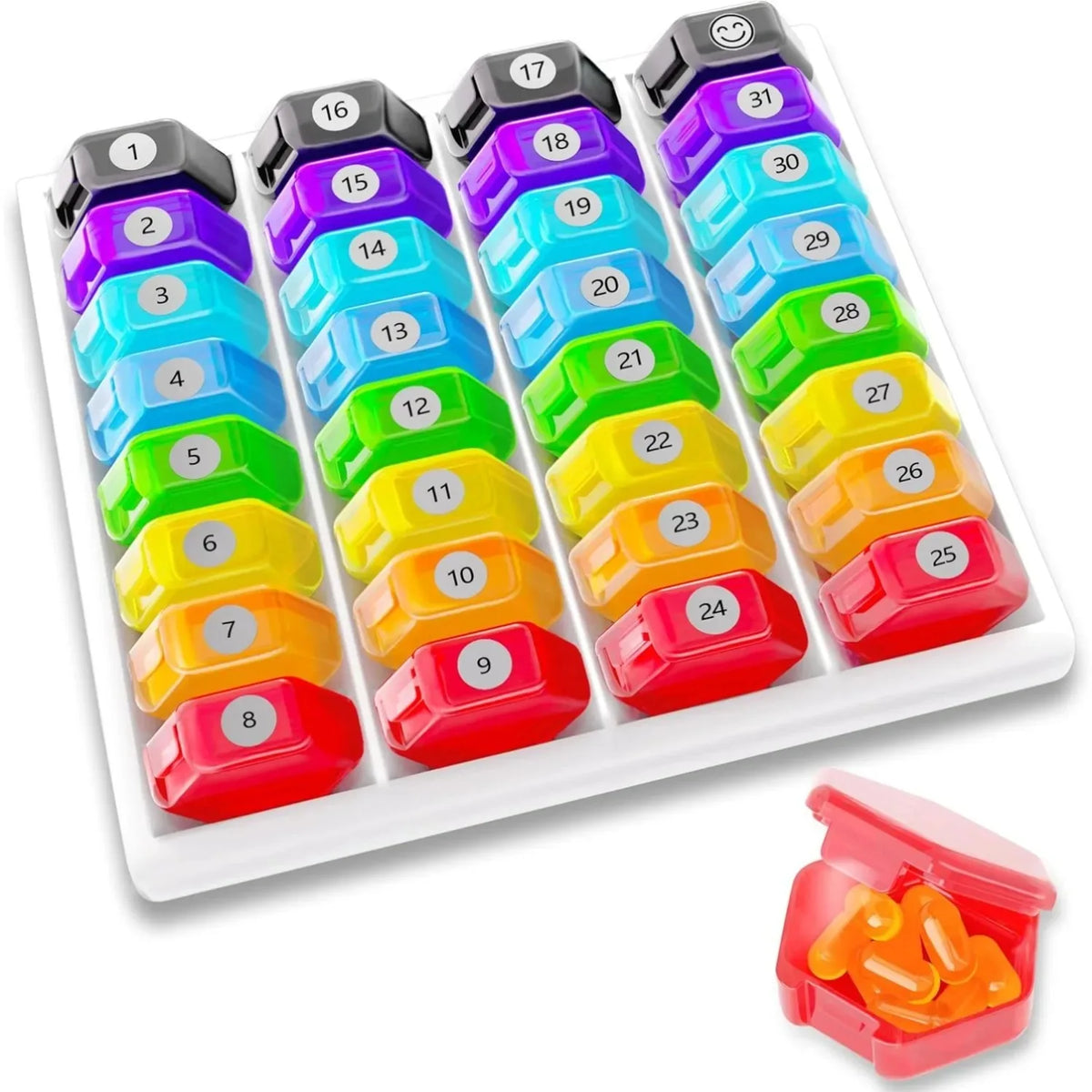 Weekly Pill Organizer 4x Daily – 7-Day Travel Pill Case Pill Organizer Case PLUSH 32 Compartments