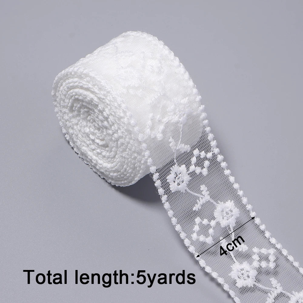 5 Yards Mesh Embroidery Lace Trim Ribbon 4cm – DIY Craft Lace Trim Ribbon PLUSH