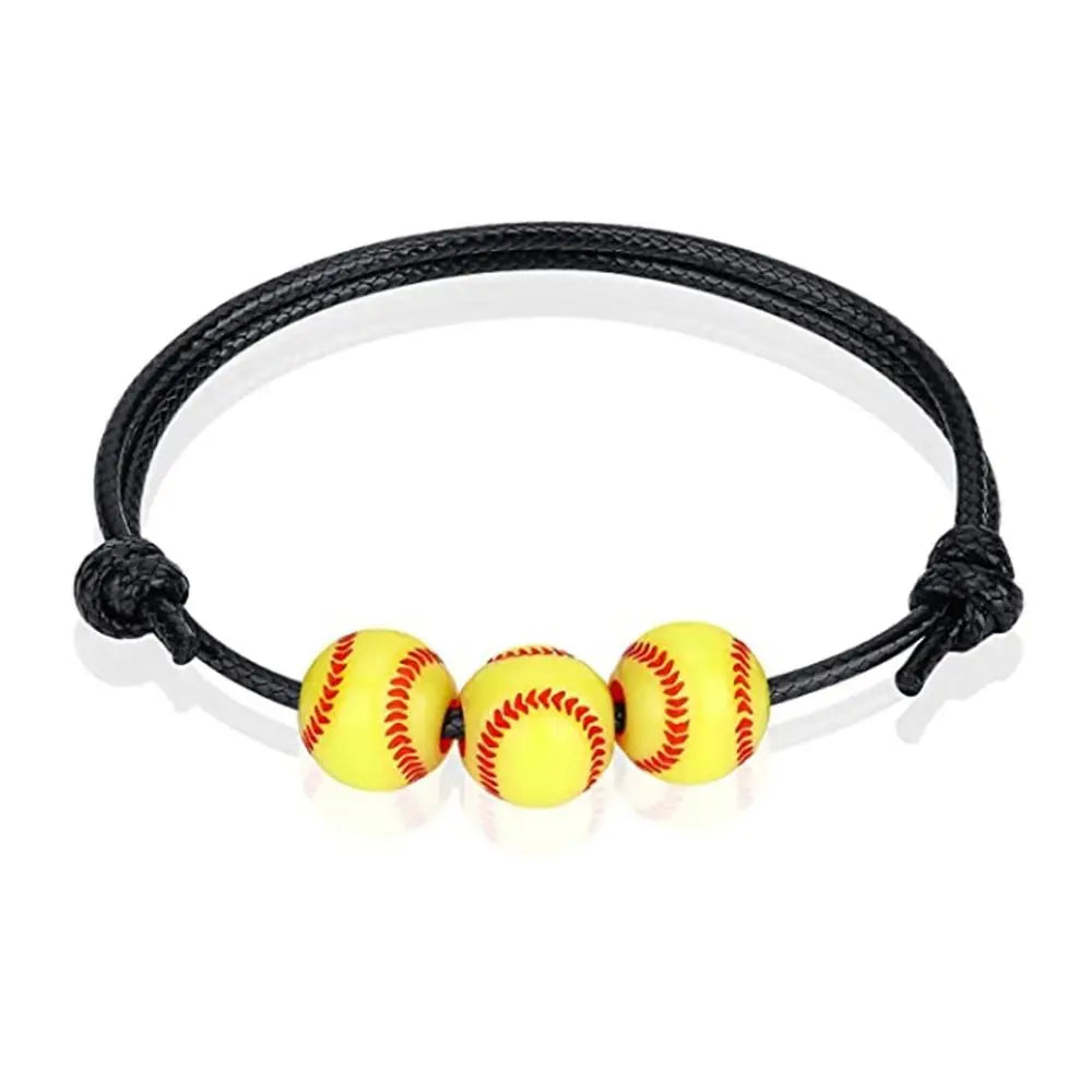 Handmade Sports Ball Wax Line Woven Charm Bracelet – Unisex Charm Bracelet PLUSH Softball