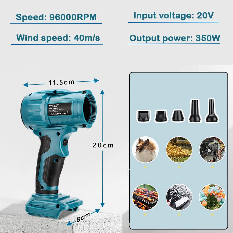 ZWINCKY 350W Cordless Turbo Air Blower for Makita 18V Battery Cordless Air Blower PLUSH