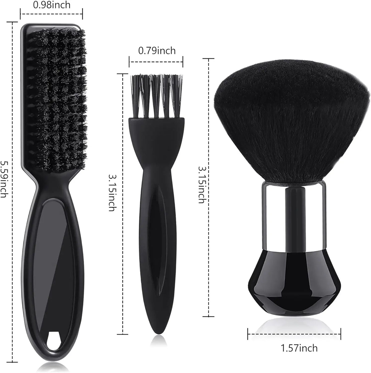 Neck Dust Removal Brush Set – Soft Nylon Clipper Cleaner Clipper Cleaning Brush PLUSH Black set-A
