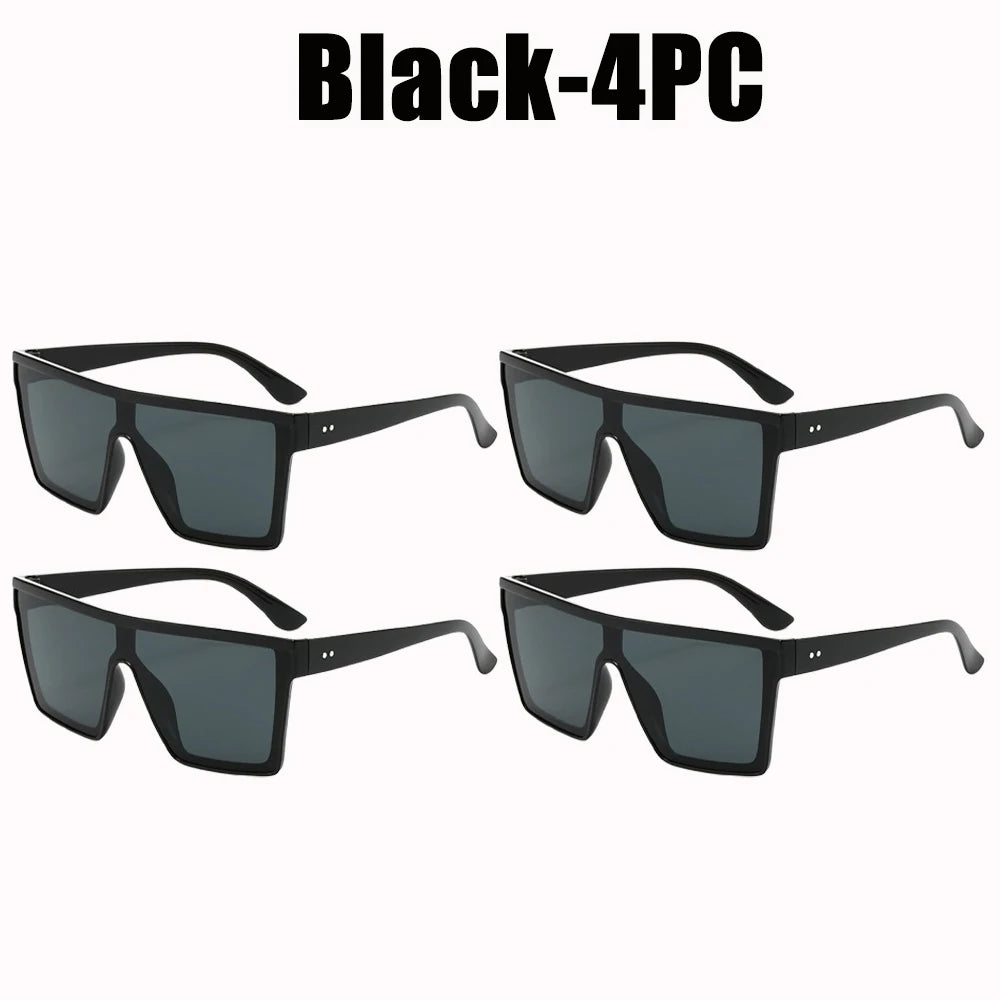 Women's Oversized Retro Sunglasses UV400 Square Sun Glasses Fashion Sunglasses PLUSH Black-4PC