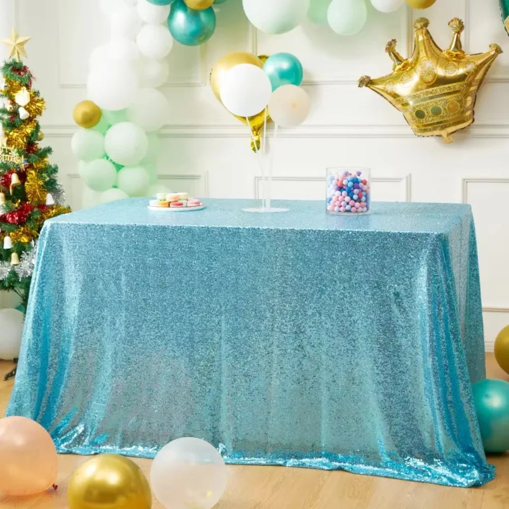 Rectangular Sequin Tablecloth – Sparkling Polyester Party Cover Sequin Tablecloth PLUSH
