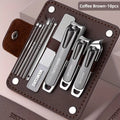 Ouriner 10pcs Nail Care Set – Clipper, File & Leather Case Nail Care Set PLUSH Brown 10 pcs set