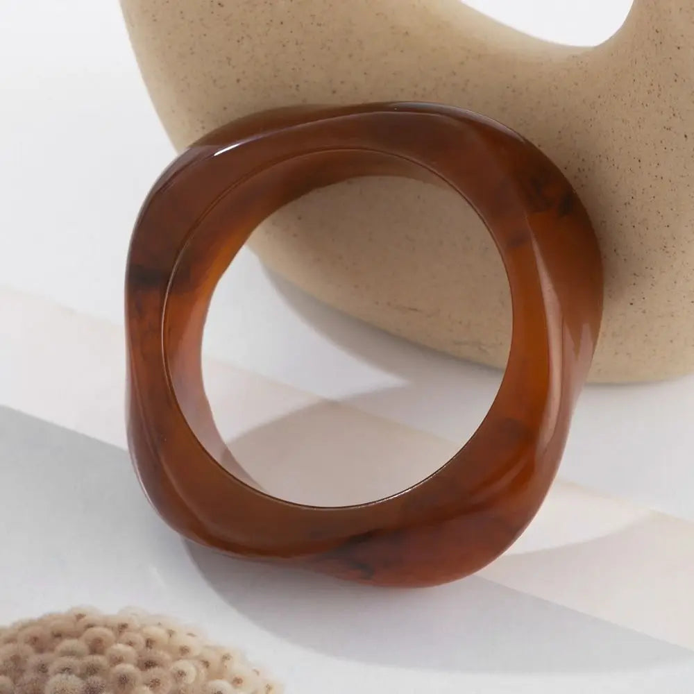 Vintage Chunky Acrylic Bangle – Bohemian Punk Wide Bracelet Acrylic Bangle Bracelet PLUSH