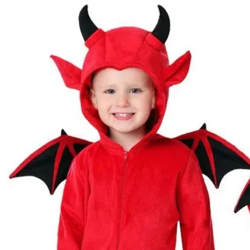 Kids Halloween Vampire Demon Costume – Hooded Red Bat Cape Kids Halloween Costume PLUSH