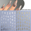 Y2K Spider Web Nail Art Stickers – Halloween Black Gold Silver Nail Art Stickers PLUSH SW120 Gold Silver