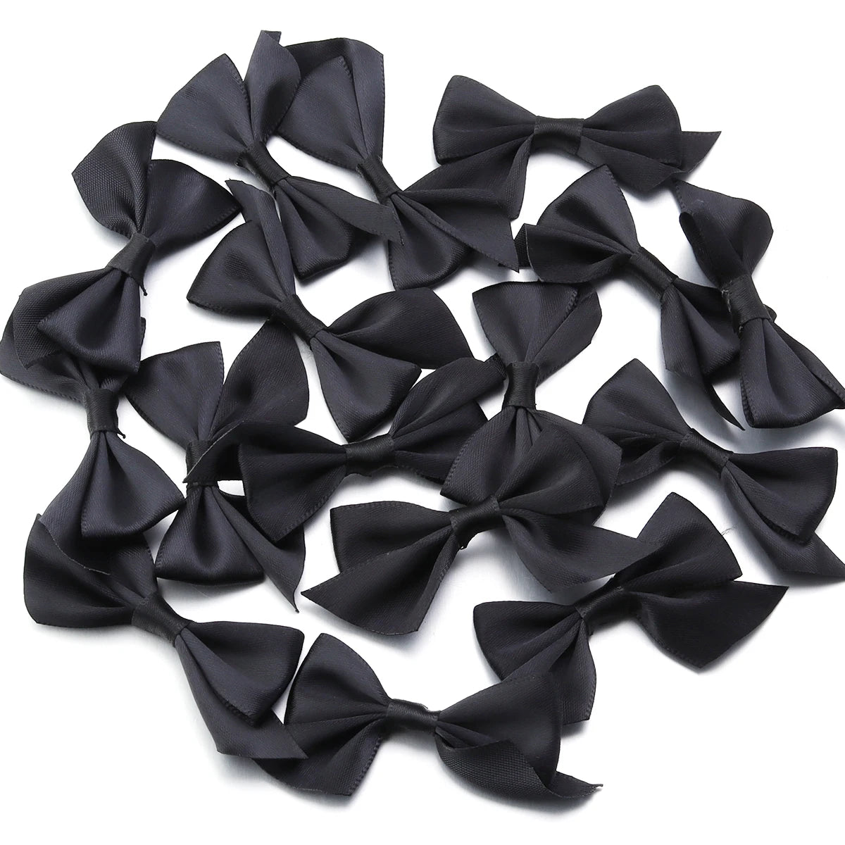 20pcs Satin Ribbon Bows – DIY Craft & Party Decoration Ribbon Bows PLUSH Black 4x7cm