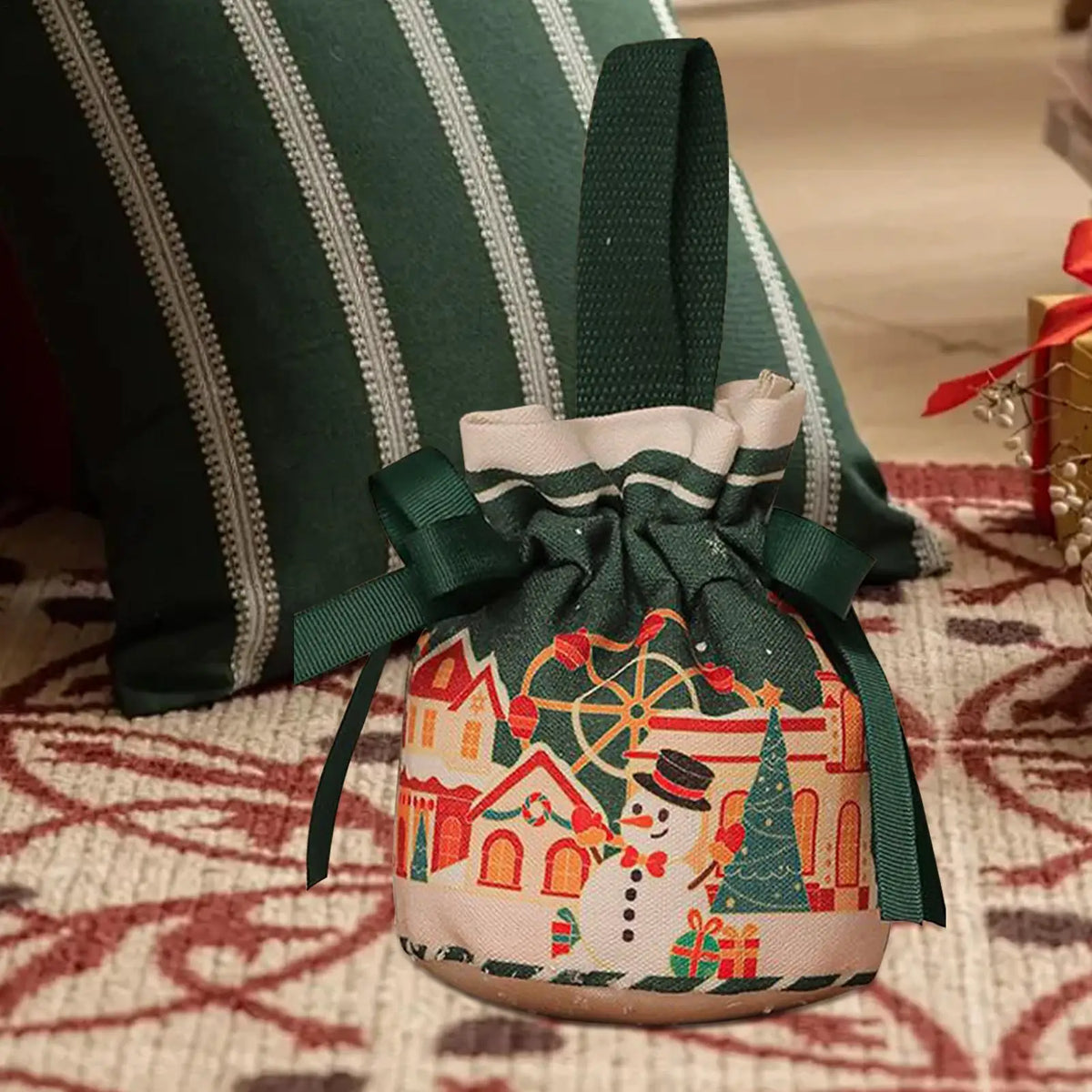 Christmas Drawstring Candy Bags | Cotton Holiday Gift Pouches Holiday Gift Bags PLUSH