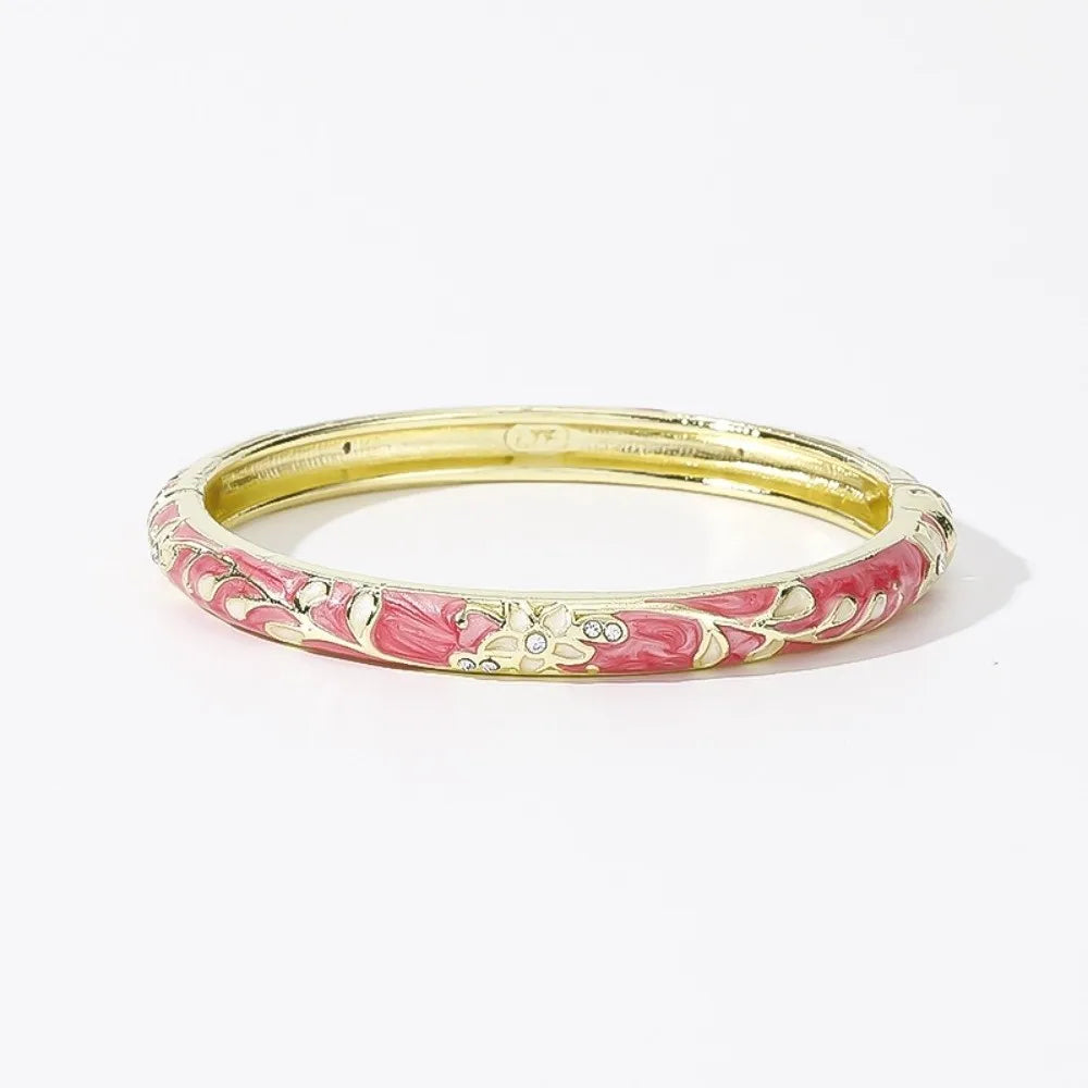 Vintage Cloisonne Enamel Floral Bangle – Ethnic Women's Bracelet Enamel Bangle Bracelet PLUSH Style 6