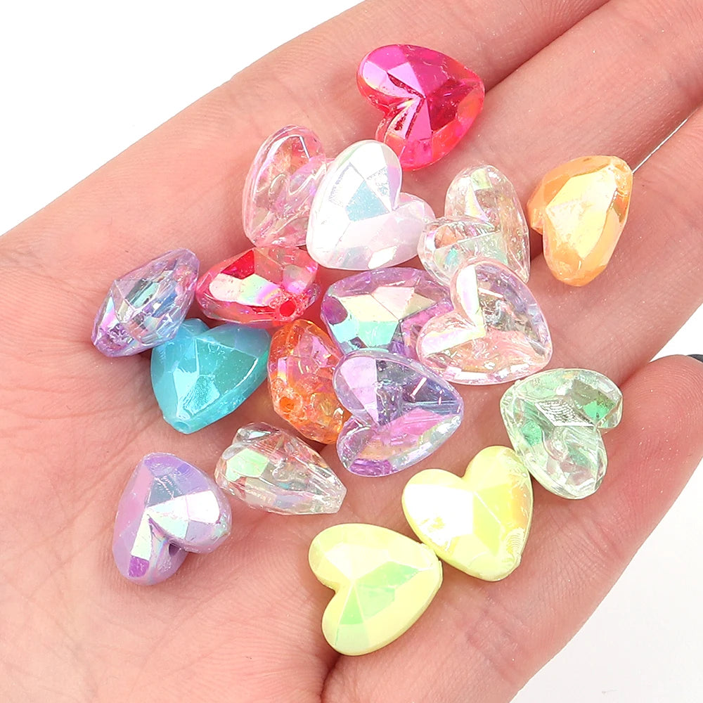 100pcs AB Color Heart Acrylic Beads – DIY Jewelry Making Acrylic Jewelry Beads PLUSH