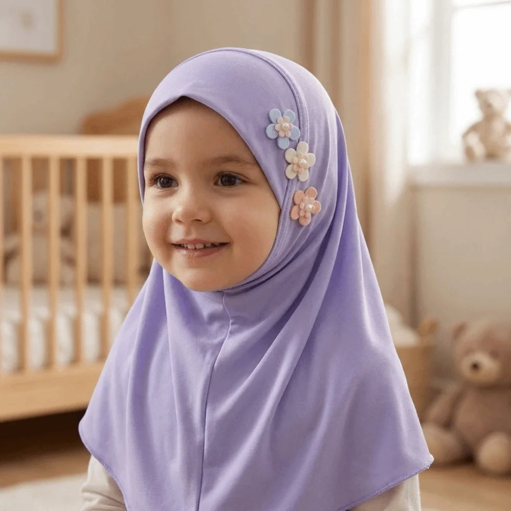 Girls Pull-On Hijab Turban Head Wrap | Soft Stretch | Ages 2–6 Kids Hijab Turban PLUSH