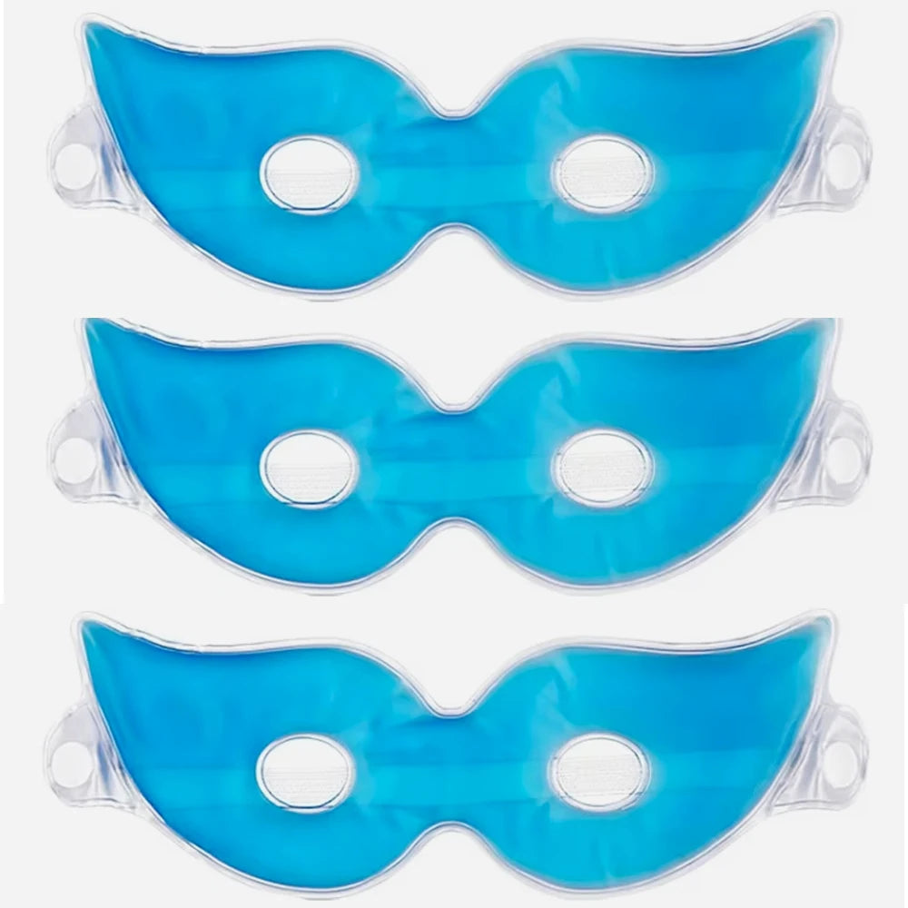 Reusable Ice Gel Eye Mask – Hot & Cold Therapy Compress Gel Eye Mask PLUSH 3PCS Blue