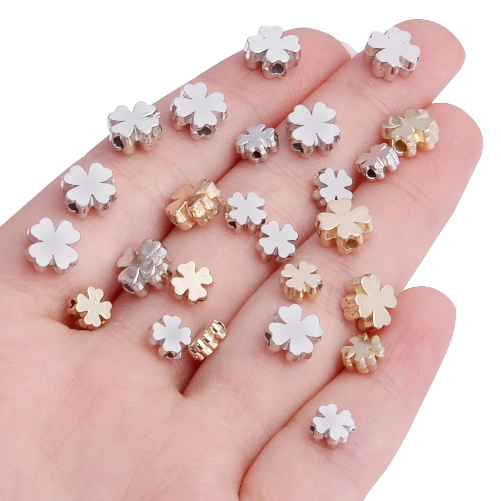 100-200pcs Four Leaf Clover CCB Spacer Beads 6/8mm DIY Jewelry Jewelry Spacer Beads PLUSH