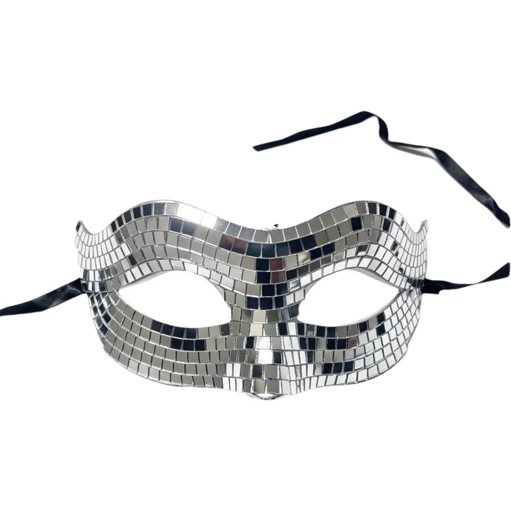 Disco Ball Glitter Masquerade Mask – Gold & Silver Costume Costume Mask PLUSH Silver