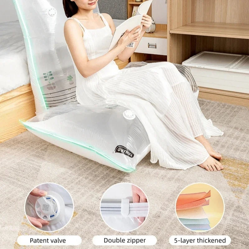 TAILI No-Pump Vacuum Storage Bags – Large Compression Bags Vacuum Storage Bags PLUSH