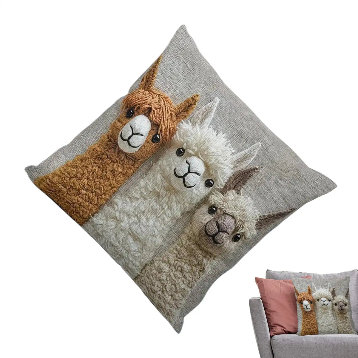 Cute Alpaca Print Pillow Cover 17.7" | Decorative Cushion Case Decorative Pillow Cover PLUSH
