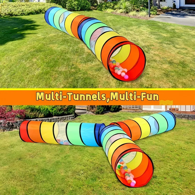Kids Colorful Crawl Tunnel – Breathable Mesh Indoor Outdoor Play Kids Play Tunnel PLUSH