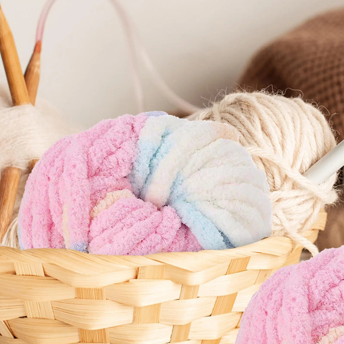 Ultra-Soft Thick Chenille Yarn for Blankets & Knitting Chunky Chenille Yarn PLUSH