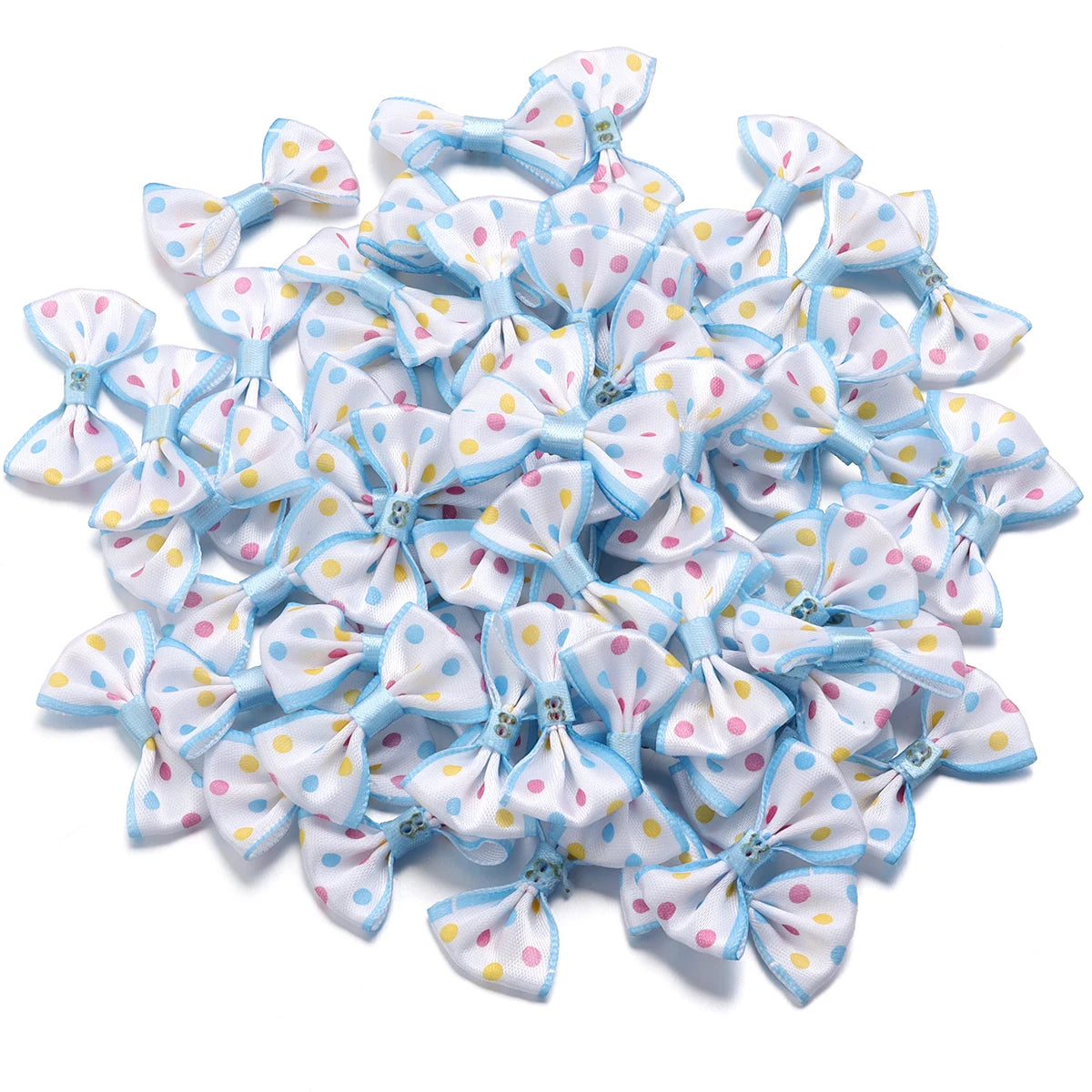 30pcs Polka Dot Ribbon Bows – DIY Hair Accessories & Gift Wrap Ribbon Craft Bows PLUSH blue