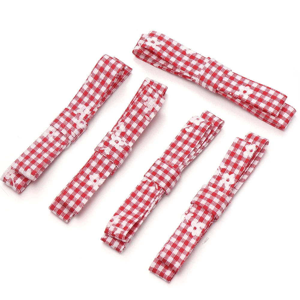 5pcs Plaid Floral Bowknots – DIY Hair Clips & Craft Decor Hair Bow Craft PLUSH red