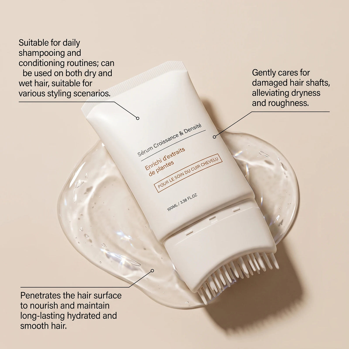 Volumizing Hair Serum – Fenugreek & Centella Asiatica + Brush Scalp Hair Serum PLUSH