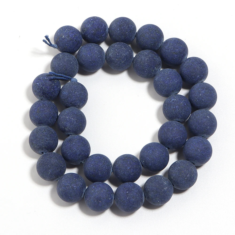 Frosted Lapis Lazuli Round Spacer Beads 4–12mm | DIY Jewelry Natural Stone Beads PLUSH 12mm