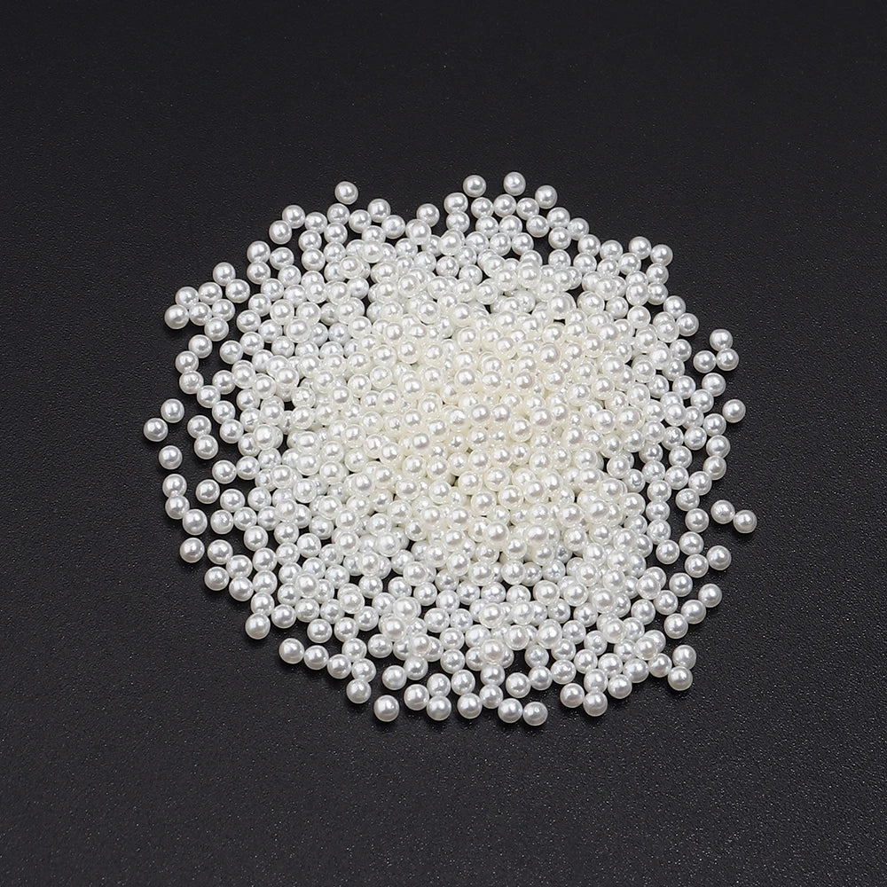 No Hole ABS Imitation Pearl Beads – Vintage Beige DIY Jewelry Loose Craft Beads PLUSH 2mm 1000pcs