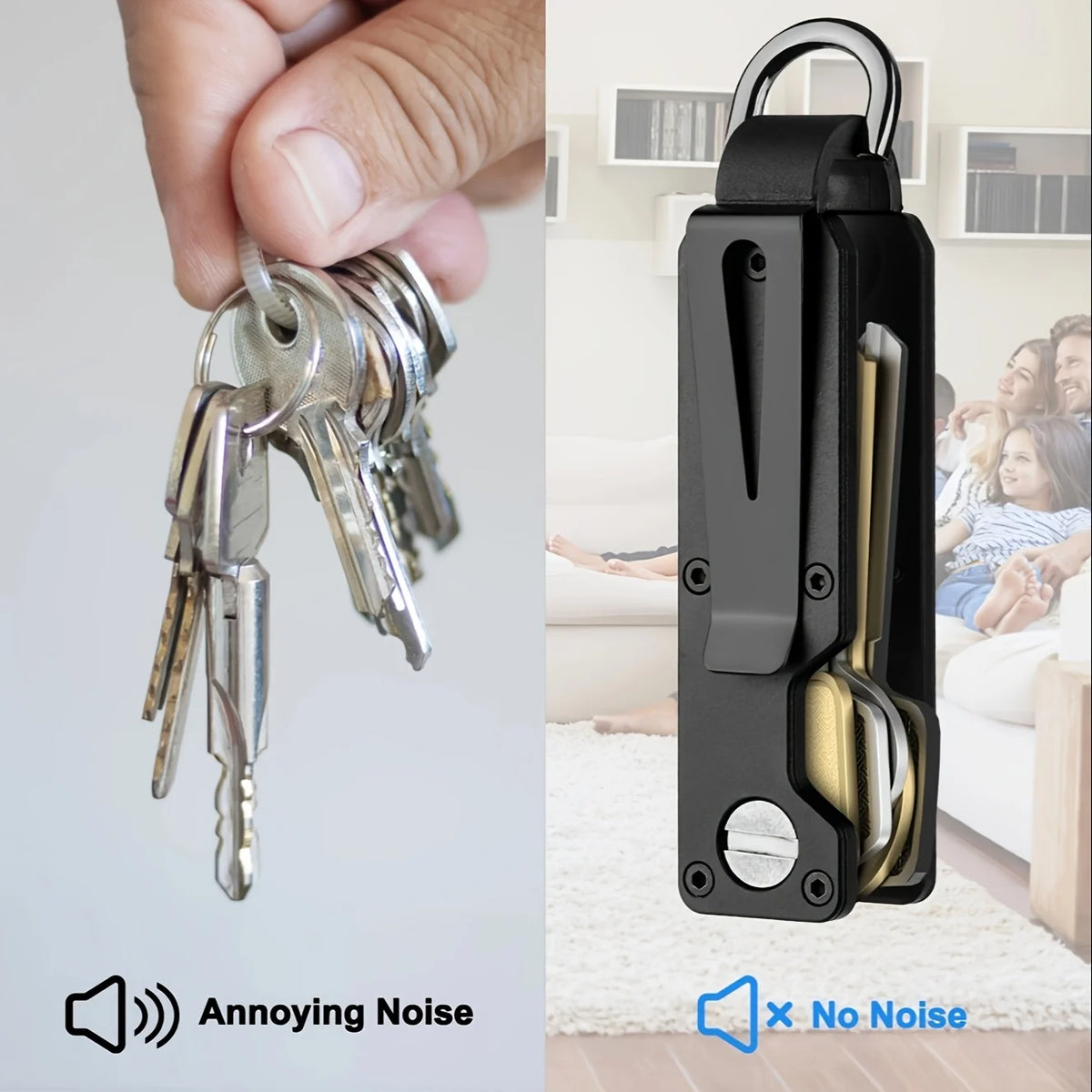 Compact Aluminum Key Organizer with Carabiner Clip | 1–5 Keys Key Organizer PLUSH
