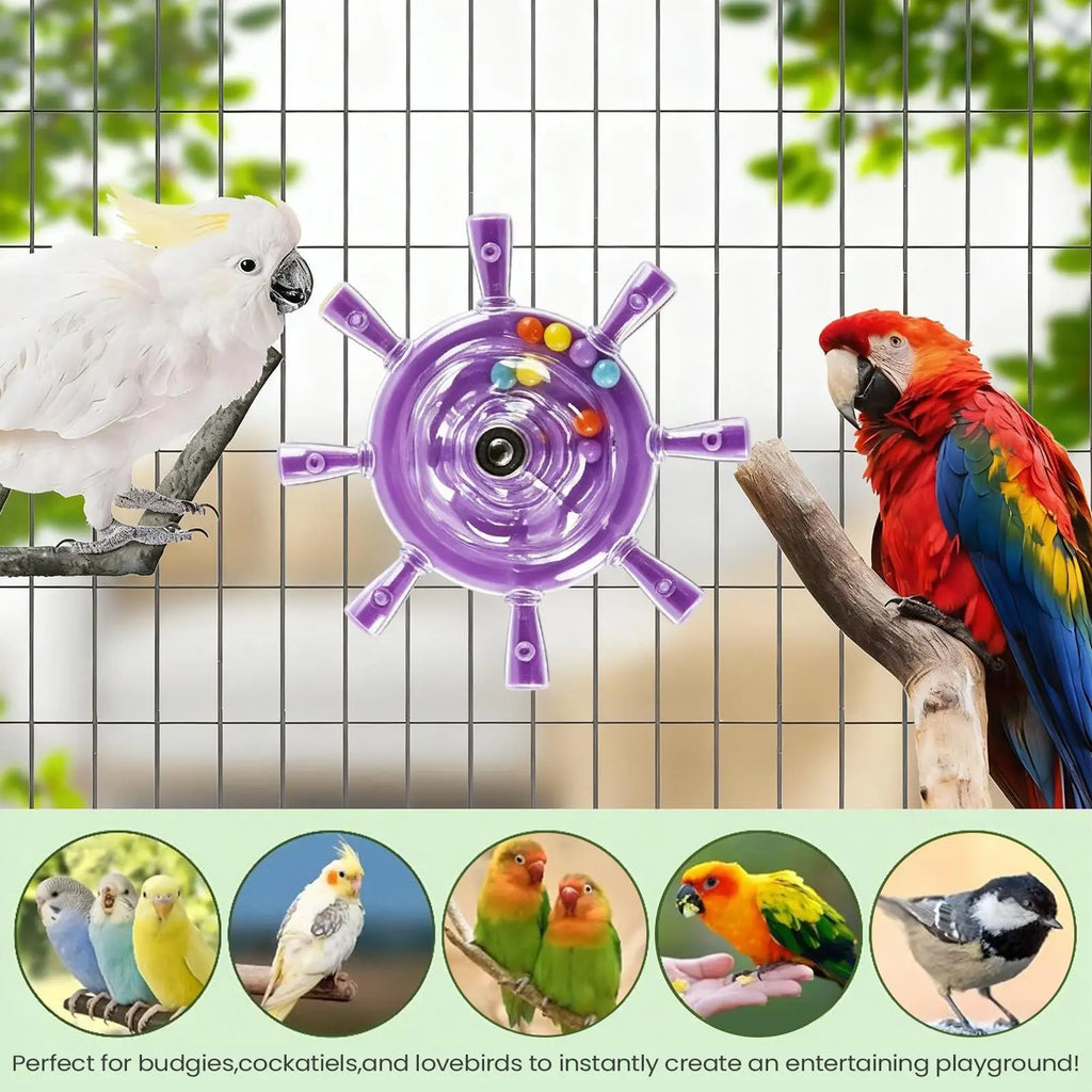 Interactive Parrot Rotating Windmill Cage Toy & Treat Dispenser Bird Cage Toy PLUSH