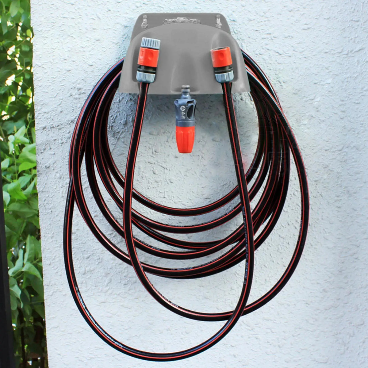 Wall Mount Garden Hose Holder Rack – Gray | No-Drill Hose Holder Rack PLUSH