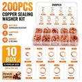 200pcs Copper Sealing Washer Kit M5–M14 Flat Ring Gasket Set Sealing Washer Kit PLUSH 10BOX