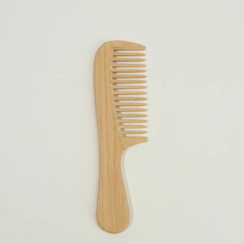 Natural Bamboo & Wood Handmade Combs – Wide & Fine Teeth Set Wood Hair Comb PLUSH 5