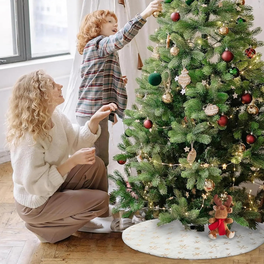 Mini Snow Flocked Artificial Christmas Tree with Fur Skirt Christmas Tree Decor PLUSH