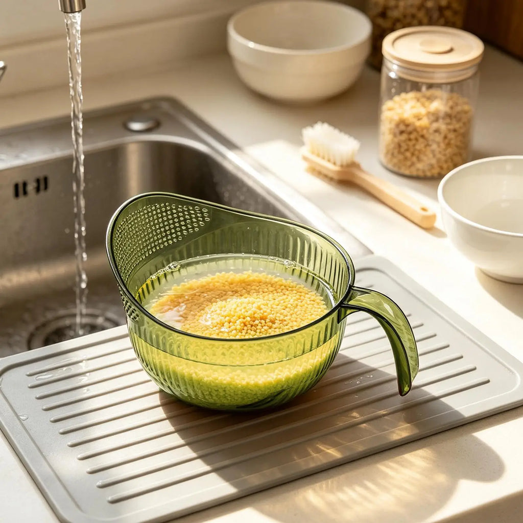 Rice Washing Bowl Colander Strainer Basket – Kitchen Drainer Kitchen Colander Strainer PLUSH