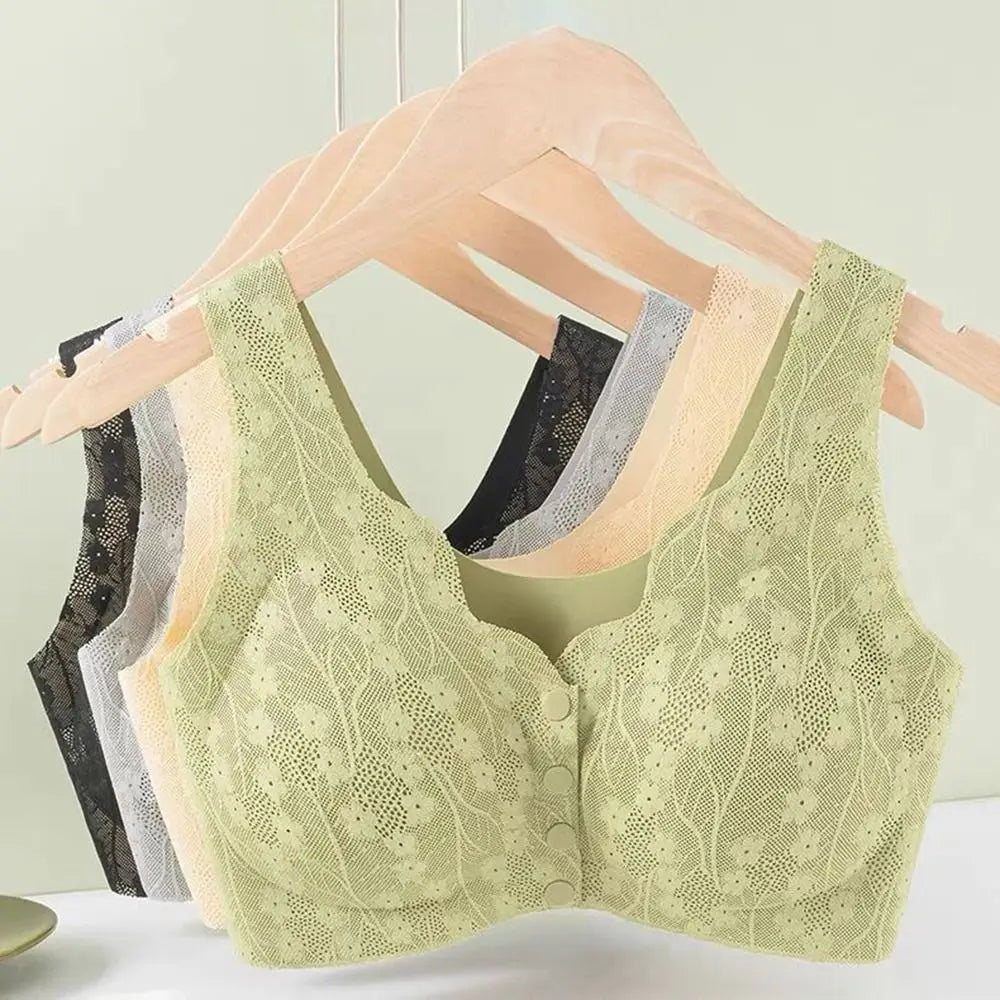 Women's Wireless Front-Close Cotton Bra – Breathable Full Cup Wireless Cotton Bra PLUSH