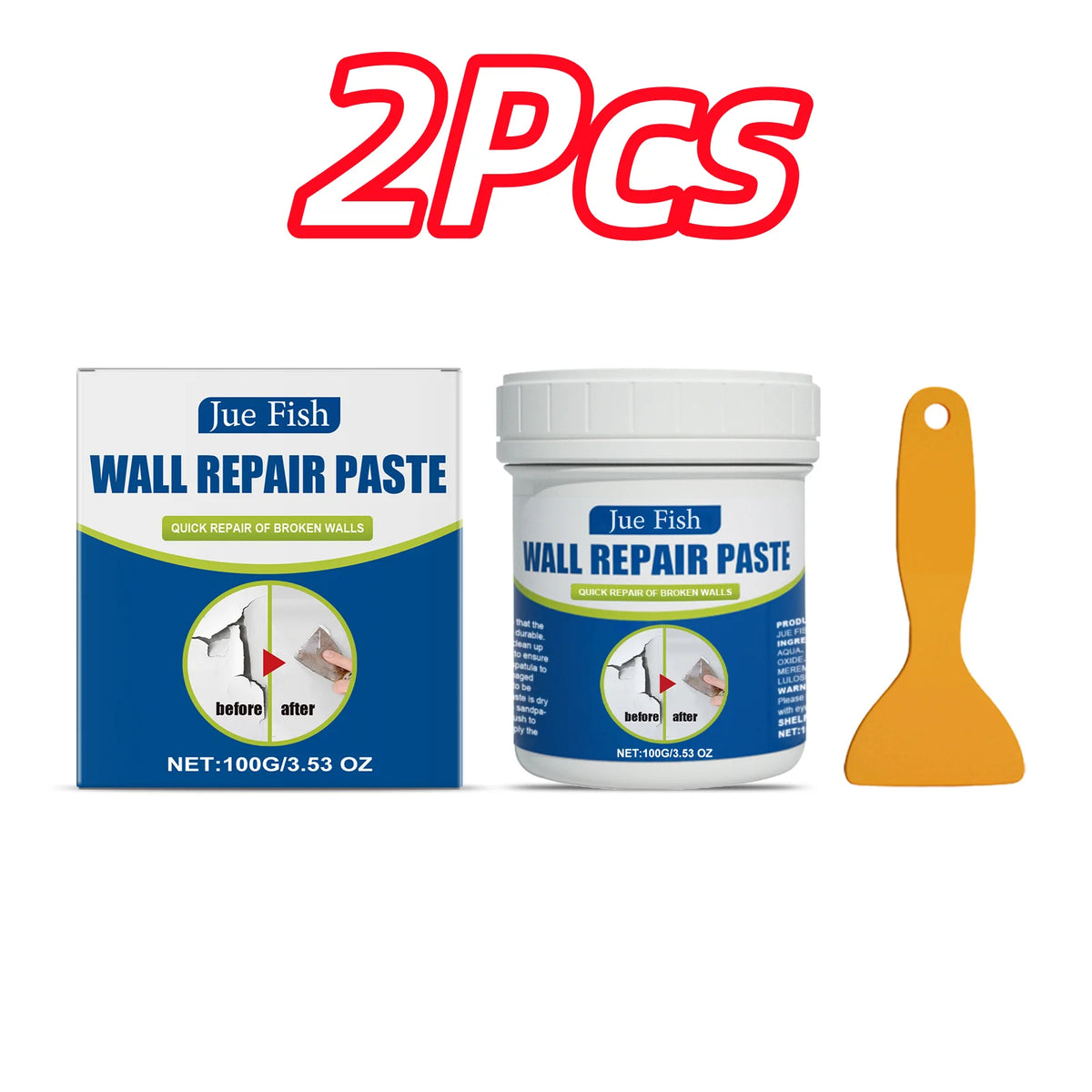 Waterproof Wall Repair Paste & Spatula – No-Mix Quick Dry Wall Repair Paste PLUSH 2 SET