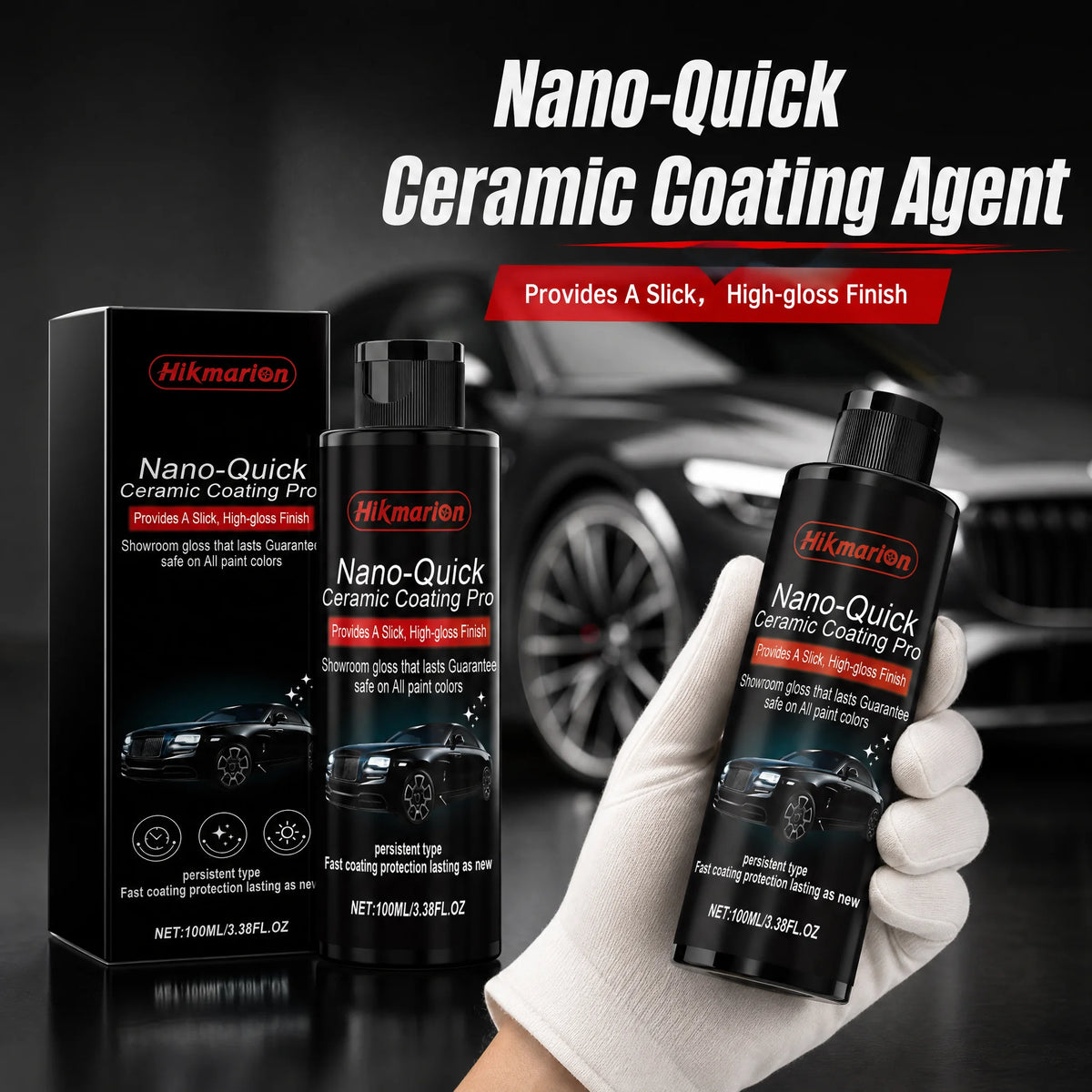 Hikmarion Ceramic Nano Coating Spray – Hydrophobic Car Polish Car Ceramic Coating Spray PLUSH