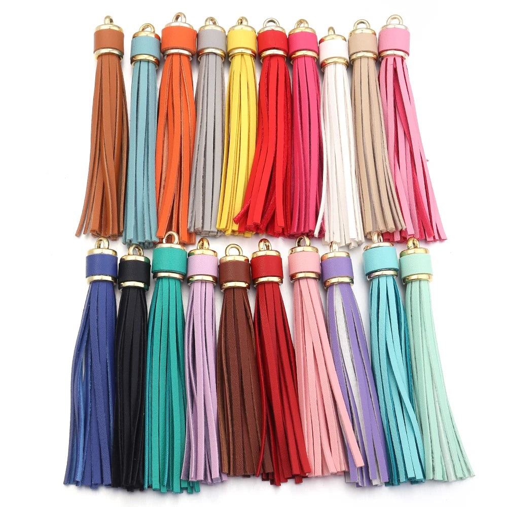 4pcs 10cm PU Leather Colorful Tassel Pendants – DIY Jewelry Tassel Jewelry Charm PLUSH mixed